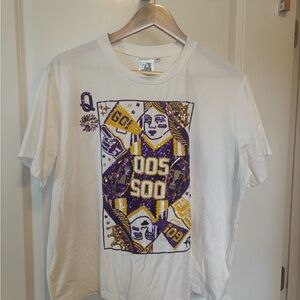 QUEEN OF SPARKLES White Tee with Purple and Gold Design